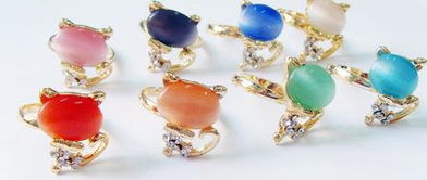 高品質貓咪貓眼石戒指 義烏批發(fā)地攤飾品的時尚選擇